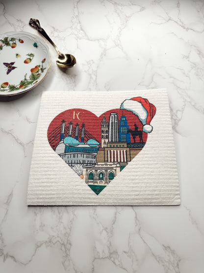 KC Heart Swedish Dishcloth