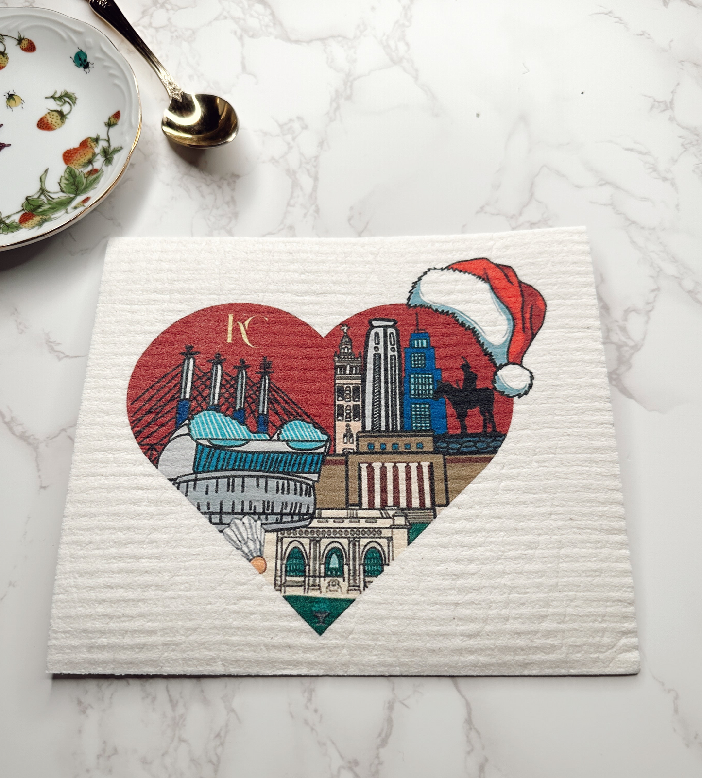 KC Heart Swedish Dishcloth